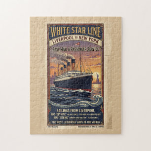 Puzzle Póster vintage de White Star Line Olympic y Titani