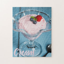 Puzzle Postre de crema de frambuesa con menta y regalo de