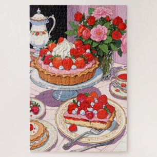 Puzzle Postre de fresa de anime