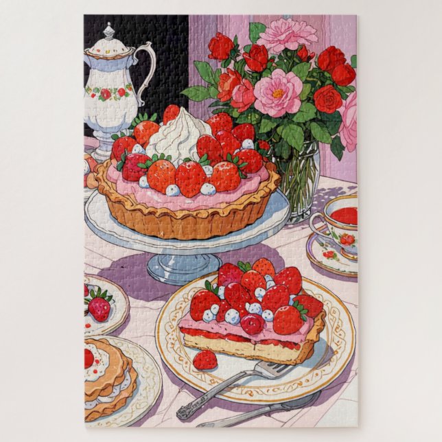 Puzzle Postre de fresa de anime  (Vertical)
