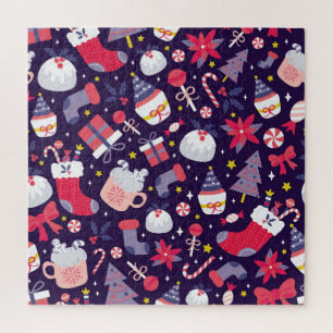 Puzzle postres navidades, estampado estelar vintage.
