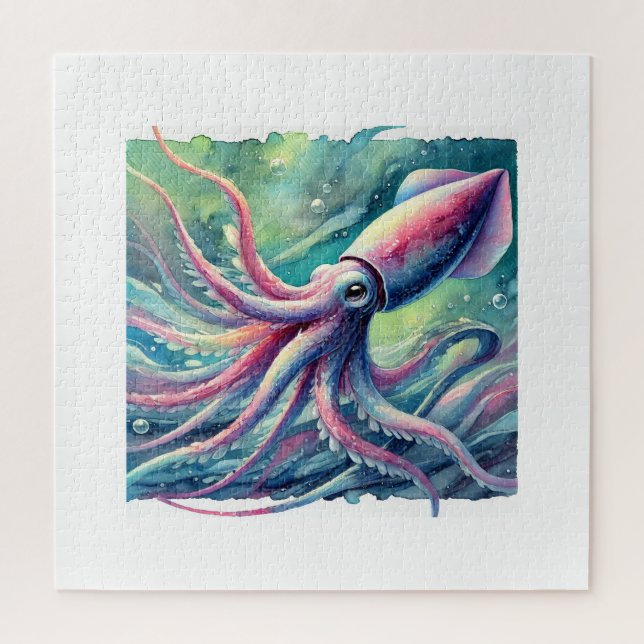 Puzzle Poton deep sea squid 110924AREF116 - Watercolor (Vertical)