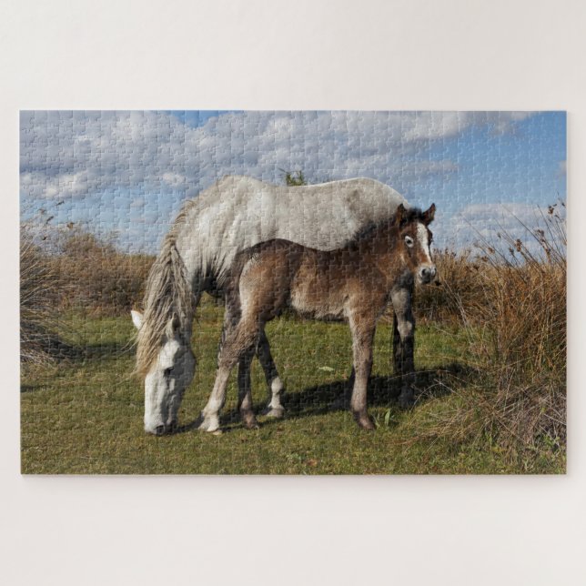 Puzzle Potro de caballo Camargue con madre (Horizontal)