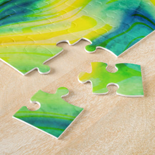 Puzzle Pour acrílica, azul, verde, amarillo /