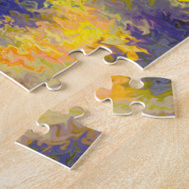 Puzzle Pour acrílica, bronce, oro, negro, cristales /