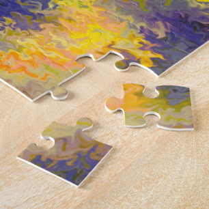 Puzzle Pour acrílica, bronce, oro, negro, cristales /