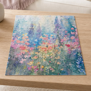 Puzzle Prado de flores silvestres en acuarela pastel