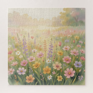 Puzzle Prado de flores silvestres soñador acuarela floral