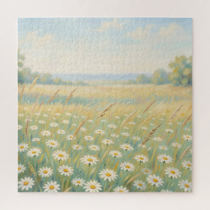 Puzzle Prado de margaritas blancas y soleado campo de flo