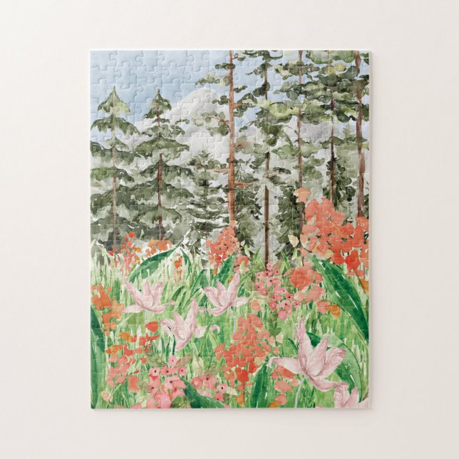 Puzzle Prado Floral de Flores Silvestres Acuarela (Vertical)