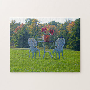 Puzzle Prado Romántico de Mesa de Jardín de Amor Flores
