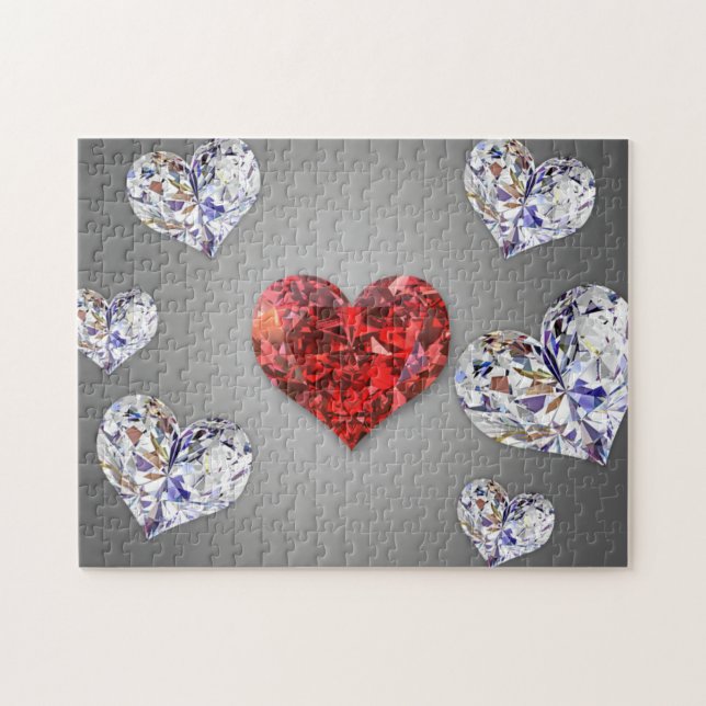 Puzzle Preciosos Corazones Diamantes Elegantes (Horizontal)