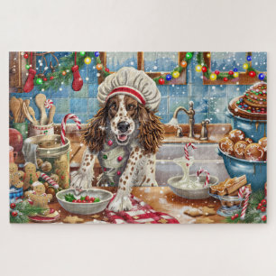 Puzzle Preparación Navideña con Setter Inglés: Festivo Na