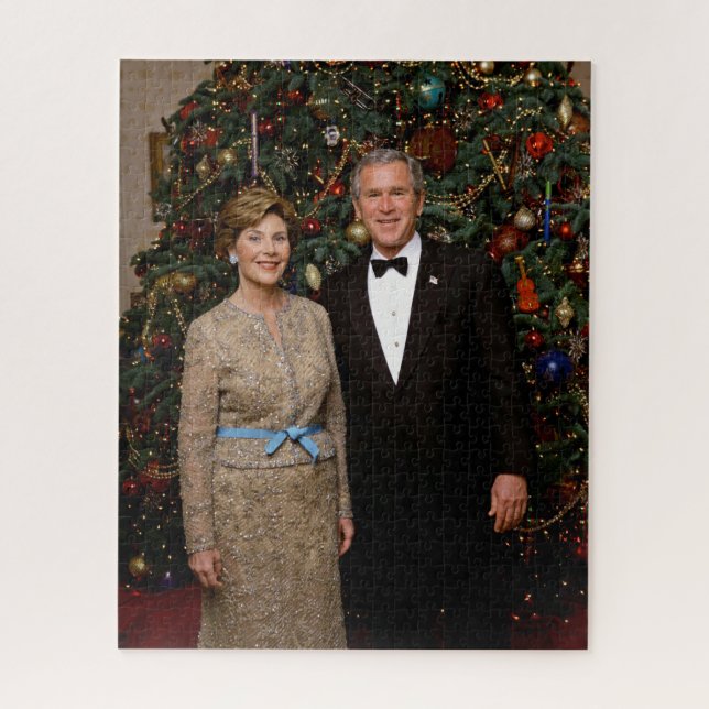 Puzzle Presidente George Bush, Laura Navidades Casa Blanc (Vertical)