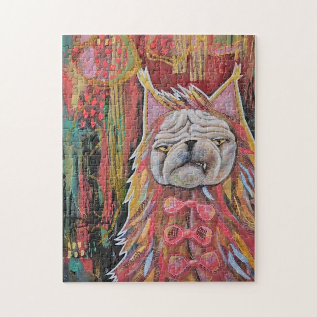 Puzzle Pretending Pug, un collage abstracto de enmascaram (Vertical)