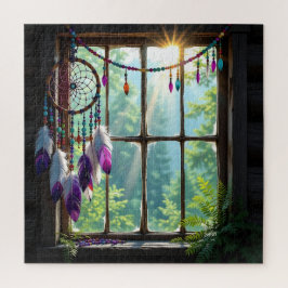 Puzzle Pretty Boho Purple Dreamcatcher in Window  