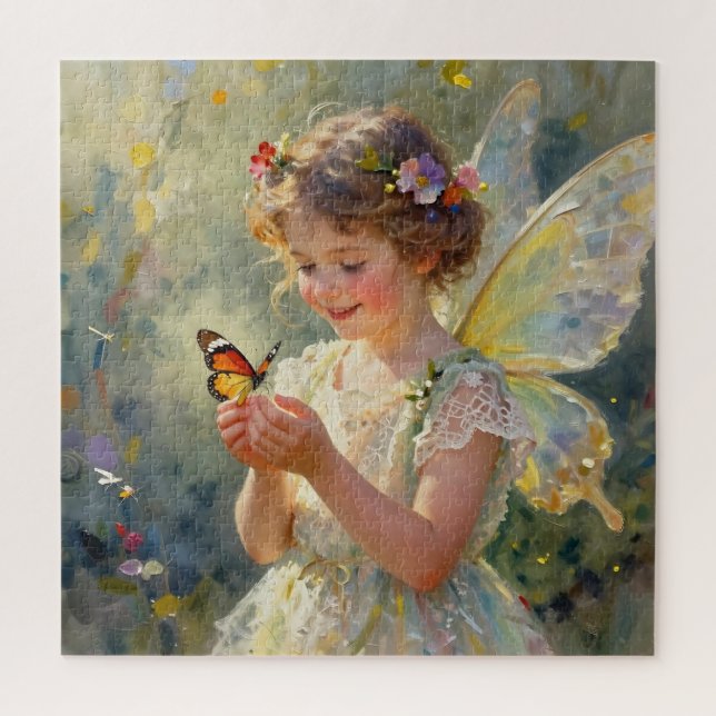 Puzzle Pretty Little Fairy Girl holding a Butterfly (Vertical)