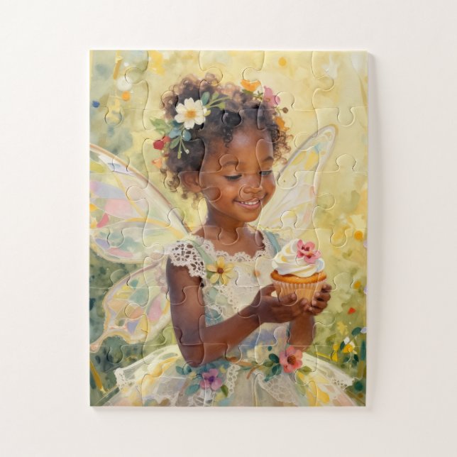 Puzzle Pretty Little Fairy Girl holding a Cupcake (Vertical)