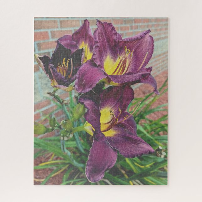 Puzzle Pretty Purple Burgundy Day Lilies (Vertical)