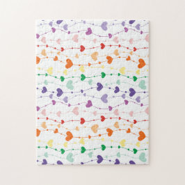 Puzzle Pretty Rainbow Hearts Pattern Family