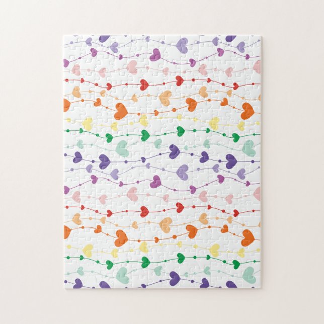 Puzzle Pretty Rainbow Hearts Pattern Family (Vertical)