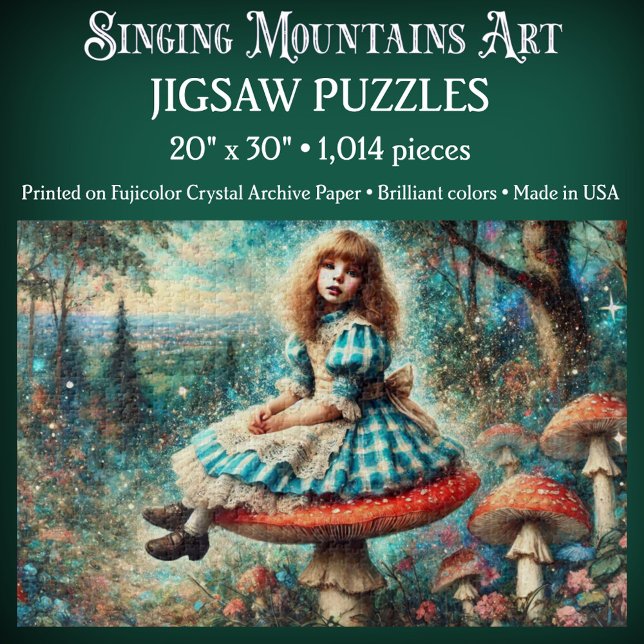 Puzzle Pretty Watercolor Wonderland Alice On Mushroom (Subido por el creador)