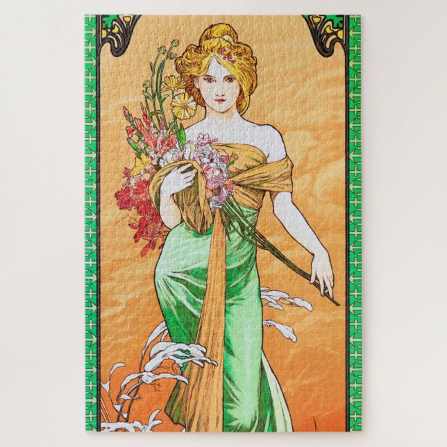 Puzzle Primavera, Alphonse Mucha (Vertical)