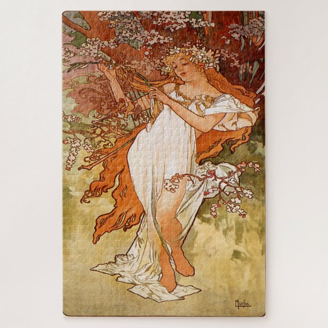 Puzzle Primavera de 1896: Un Art Nouveau de Mucha (Vertical)
