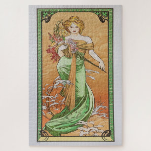 Puzzle Primavera de 1900: Un Art Nouveau de Mucha