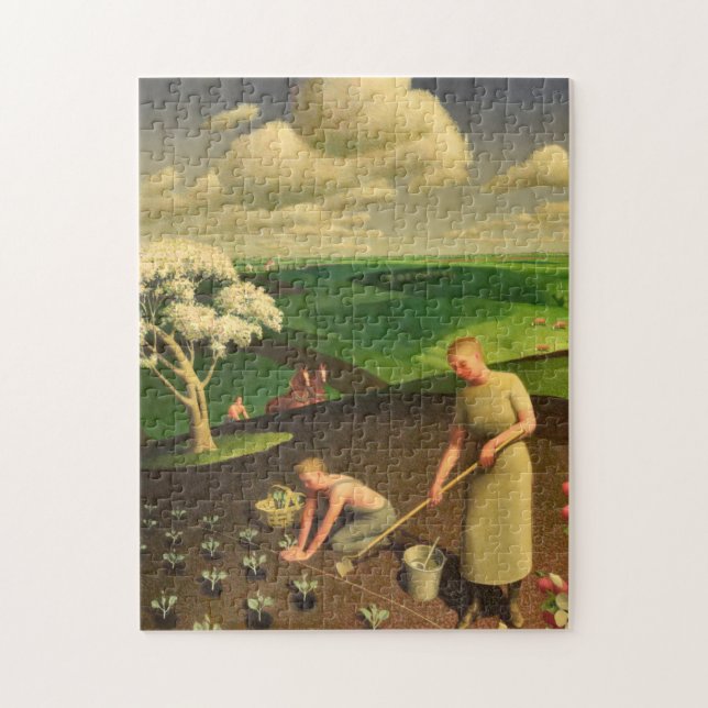 Puzzle Primavera en el país por Grant Wood (Vertical)