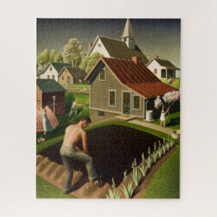 Puzzle Primavera en la ciudad por Grant Wood