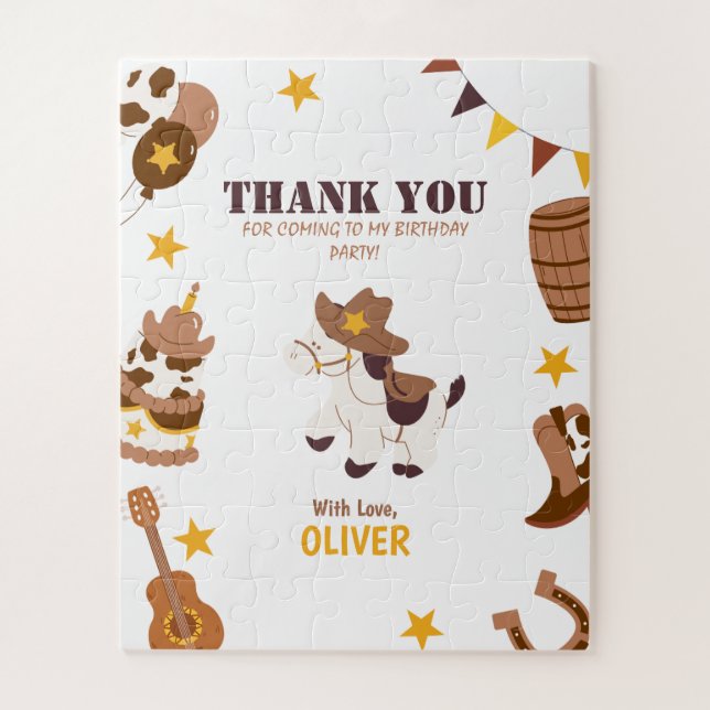 Puzzle Primer cumpleaños Rodeo Boy gracias Cowboy (Vertical)