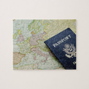 Puzzle Primer del pasaporte que miente en mapa europeo