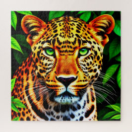 Puzzle Primer plano de la cara de un jaguar leopardo con 
