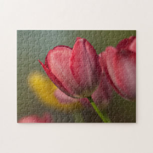 Puzzle Primer plano de tulipanes rojos y amarillos en el 