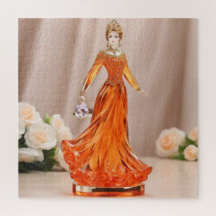 Puzzle Princesa de cristal con vestido naranja