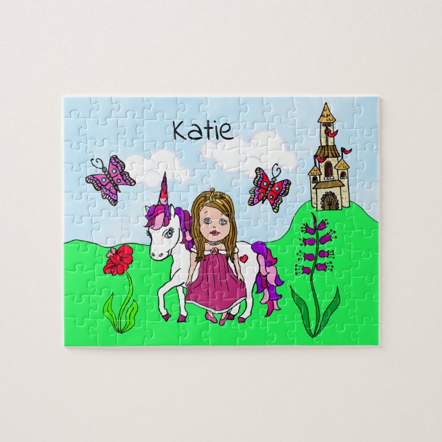 Puzzle Princesa de nombre personalizada y cuento de hadas (Horizontal)