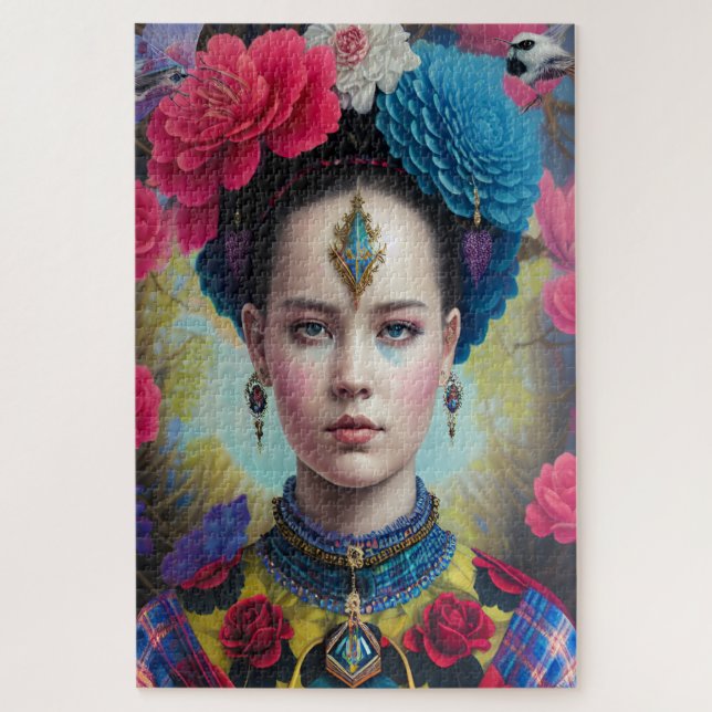 Puzzle Princesa elegante con atuendo de tartán (Vertical)