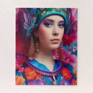 Puzzle Princesa elegante con sombrero floral