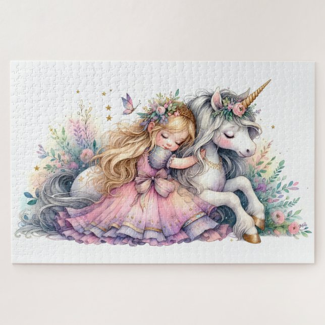 Puzzle Princesa Unicornio Pastel Cuento de Hadas Fantasía (Horizontal)
