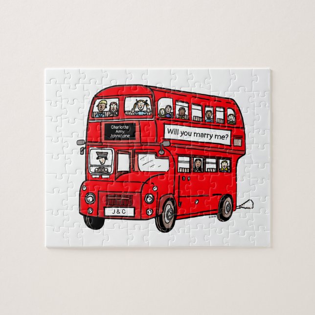 Puzzle Propuesta de Boda de bus de Londres con doble deca (Horizontal)