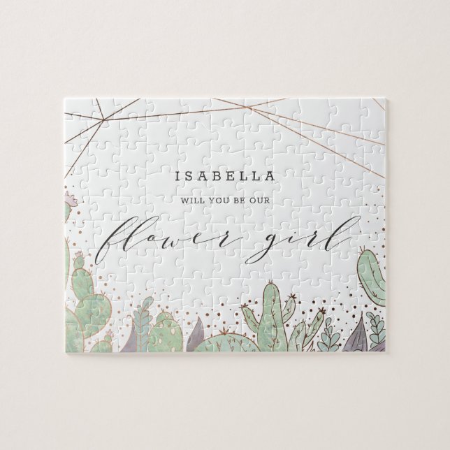 Puzzle Propuesta de Chica de Flor Geométrica Cactus & Suc (Horizontal)