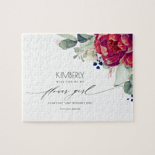 Puzzle Propuesta de chica de flor roja de Borgoña (Horizontal)