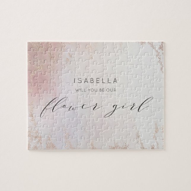 Puzzle Propuesta de la chica de Relieve metalizado rosado (Horizontal)