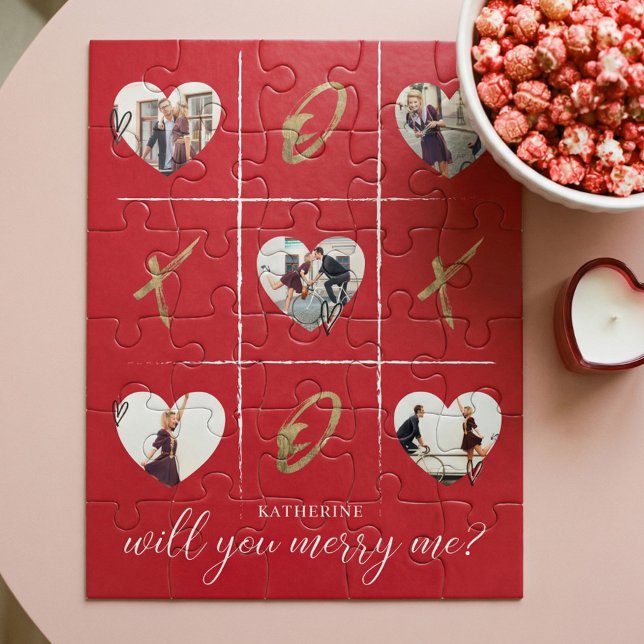 Puzzle Propuesta de matrimonio de San Valentín te hará fe (Valentine's Marriage Proposal Will You Merry Me XO Jigsaw Puzzle)