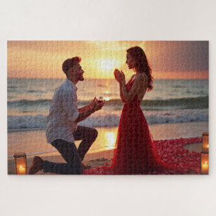 Puzzle Propuesta romántica de playa al atardecer