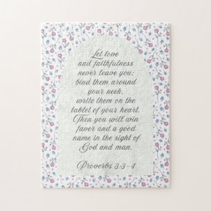 Puzzle Proverbios 3:3–4 Escritura Floral