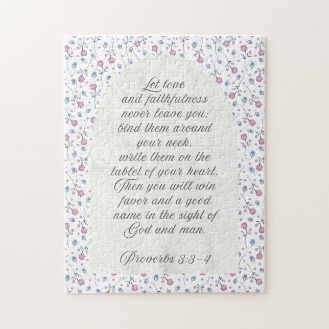 Puzzle Proverbios 3:3–4 Escritura Floral (Vertical)