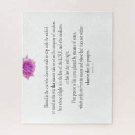 Puzzle PSALM 1:1-3 con flor morada