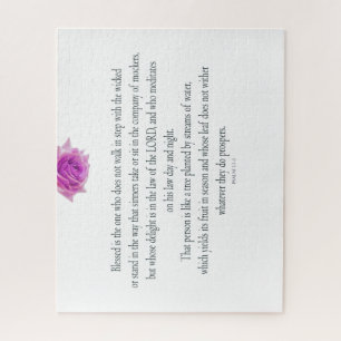 Puzzle PSALM 1:1-3 con flor morada